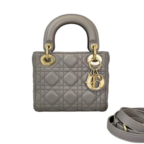 Lady Dior Tri-Color Medium Lambskin Pink Light Pink and Grey SHW