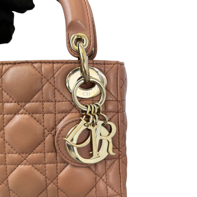 Lady Dior Mini Lambskin Cannage Brown GHW