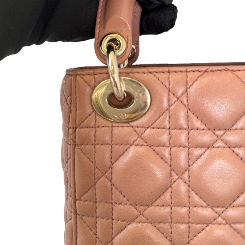 Lady Dior Mini Lambskin Cannage Brown GHW