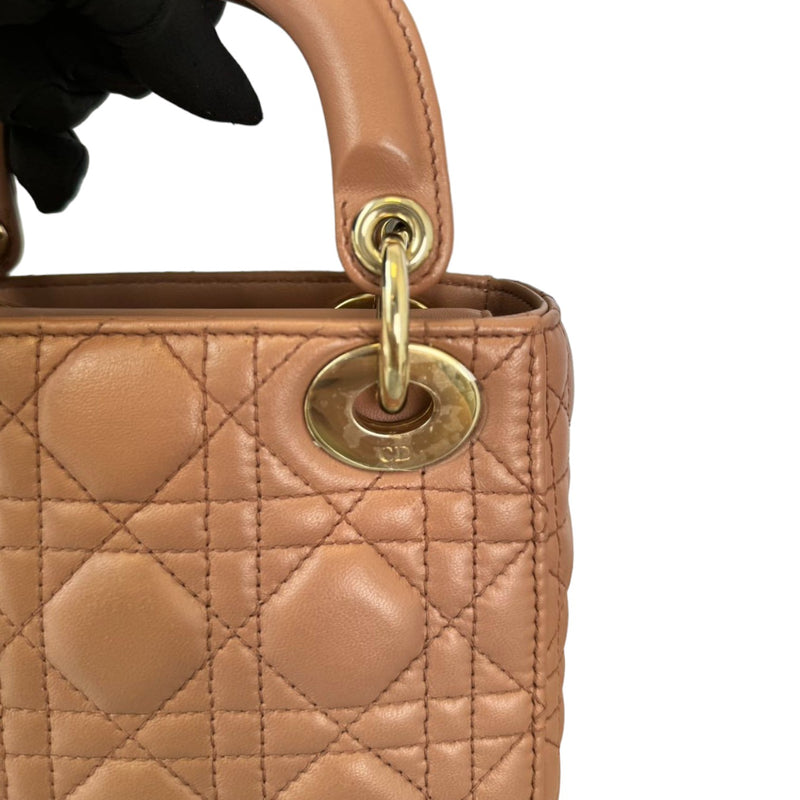 Lady Dior Mini Lambskin Cannage Brown GHW