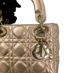 Lady Dior Mini Metallic Lambskin Rose Gold GHW