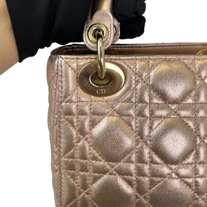 Lady Dior Mini Metallic Lambskin Rose Gold GHW