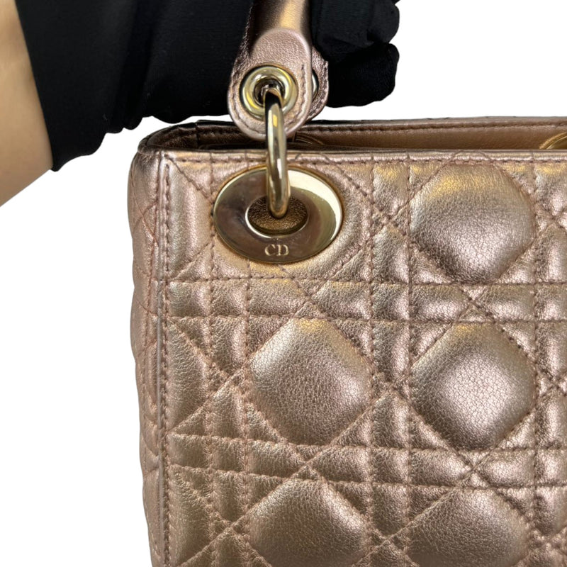 Lady Dior Mini Metallic Lambskin Rose Gold GHW