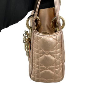 Lady Dior Mini Metallic Lambskin Rose Gold GHW