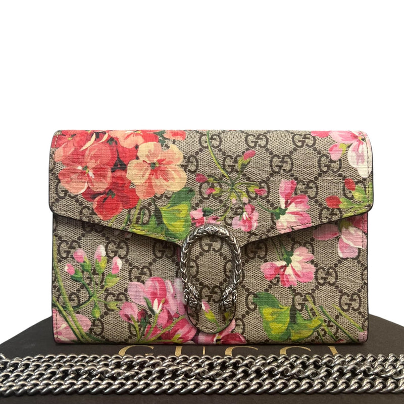 Dionysus Chain Wallet Mini GG Supreme Monogram Blooms Beige Multicolor