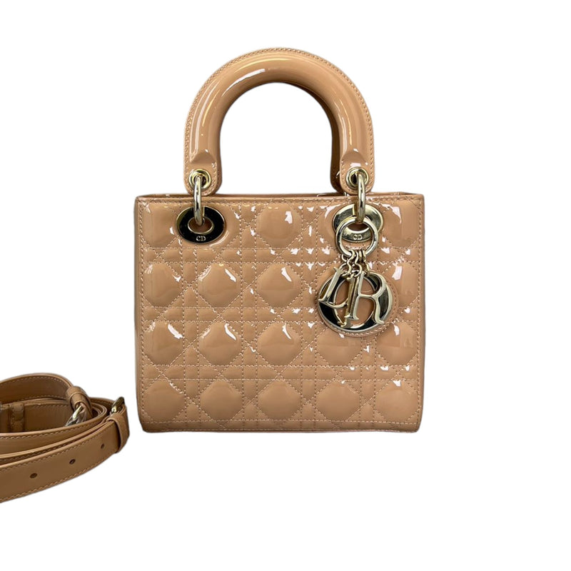 Lady Dior Small Patent Cannage Beige GHW