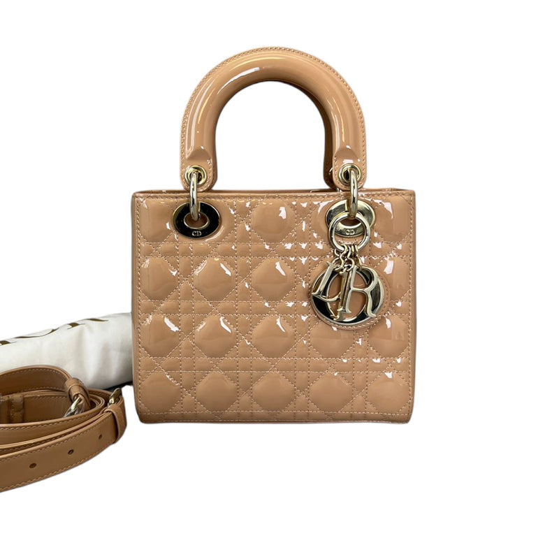 Lady Dior Small Patent Cannage Beige GHW