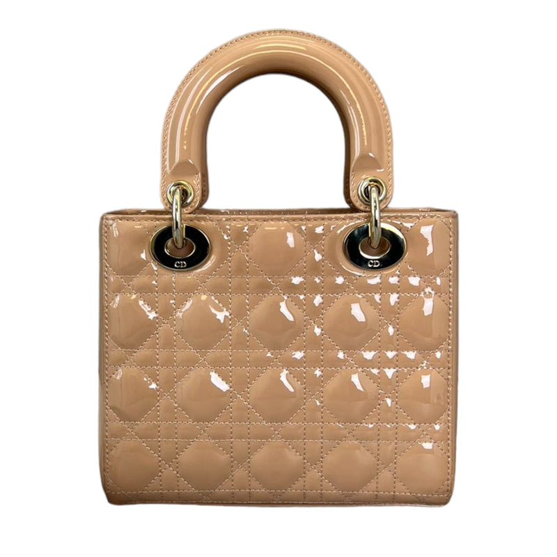 Lady Dior Small Patent Cannage Beige GHW