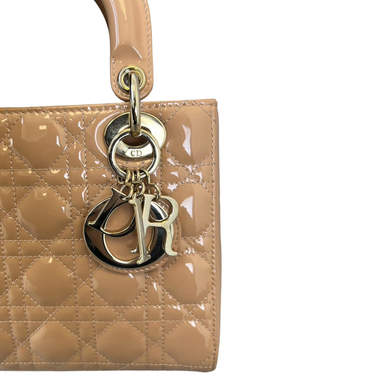 Lady Dior Small Patent Cannage Beige GHW