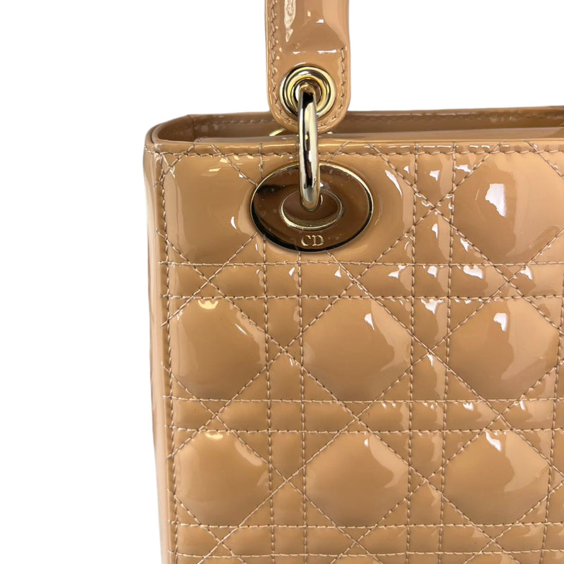 Lady Dior Small Patent Cannage Beige GHW