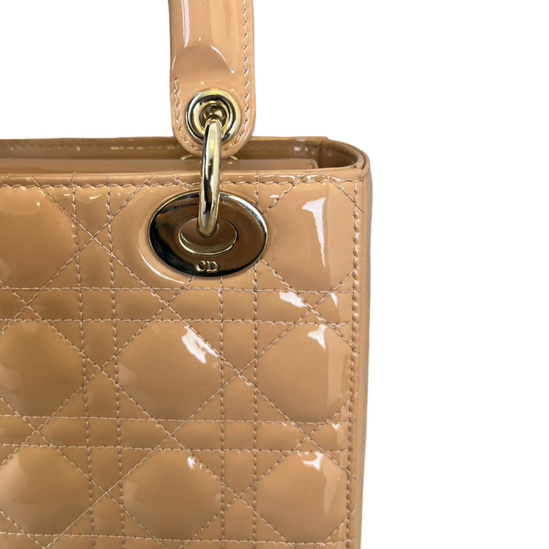 Lady Dior Small Patent Cannage Beige GHW