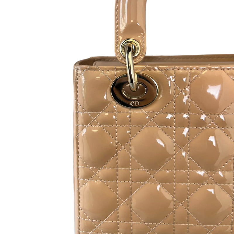 Lady Dior Small Patent Cannage Beige GHW