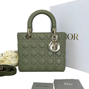 Lady Dior Medium Lambskin Cannage Green GHW