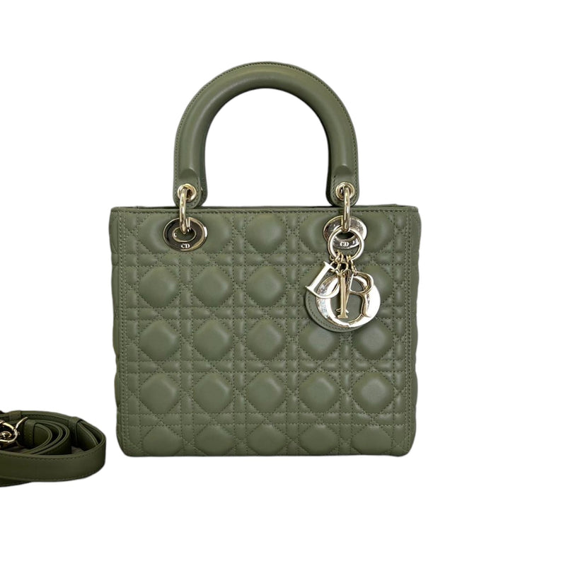 Lady Dior Medium Lambskin Cannage Green GHW