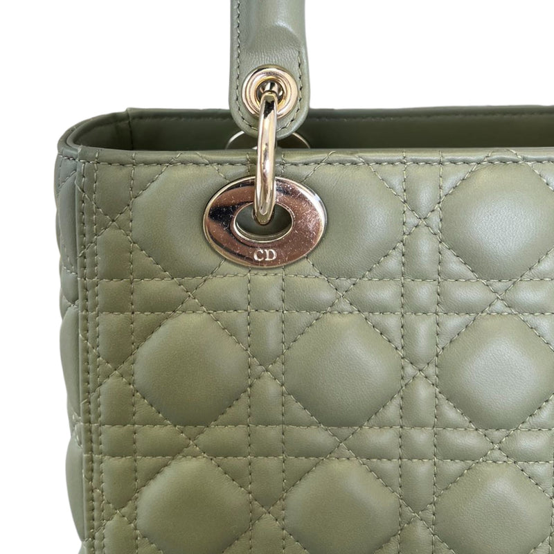 Lady Dior Medium Lambskin Cannage Green GHW