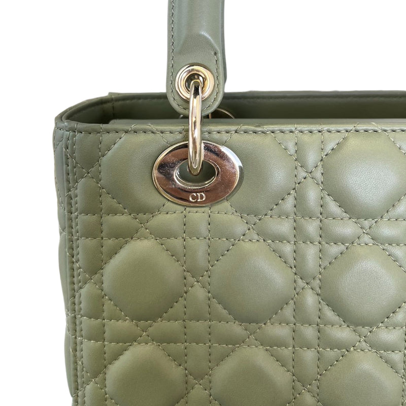 Lady Dior Medium Lambskin Cannage Green GHW