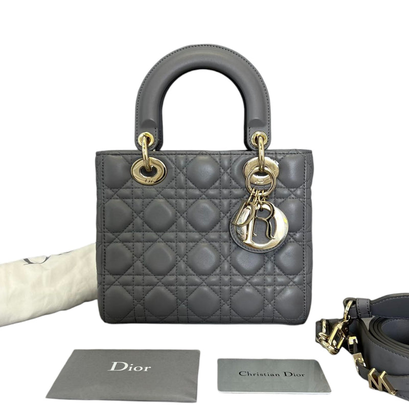 My ABCDior Lady Dior Small Lambskin Quilted Grey GHW