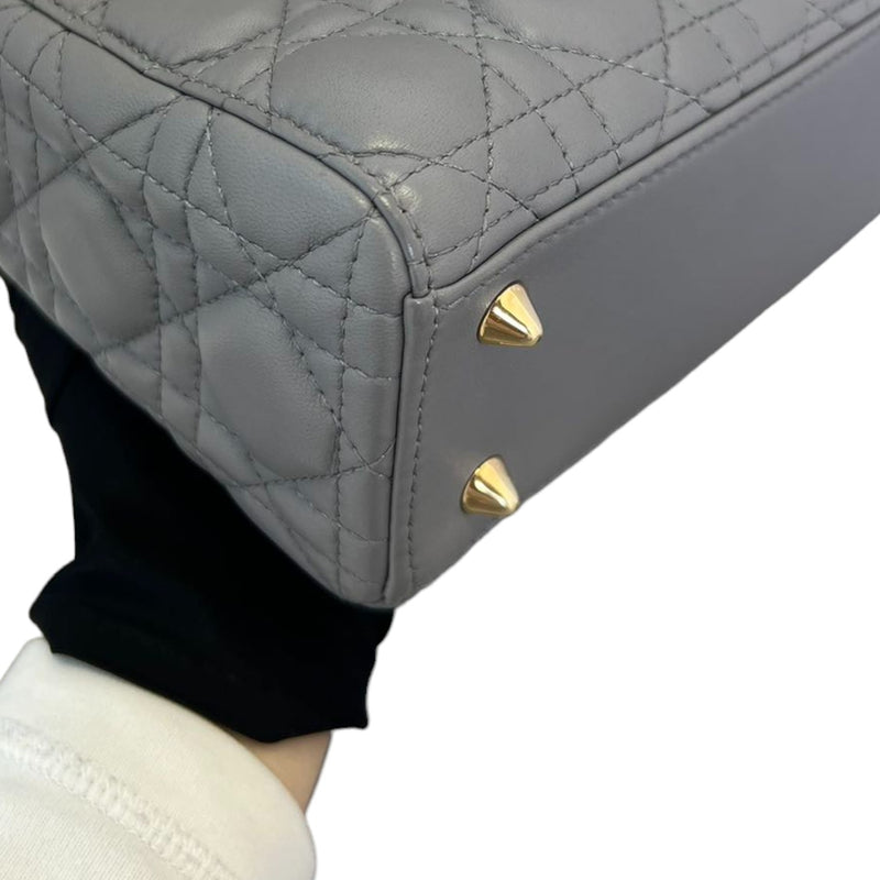 My ABCDior Lady Dior Small Lambskin Quilted Grey GHW