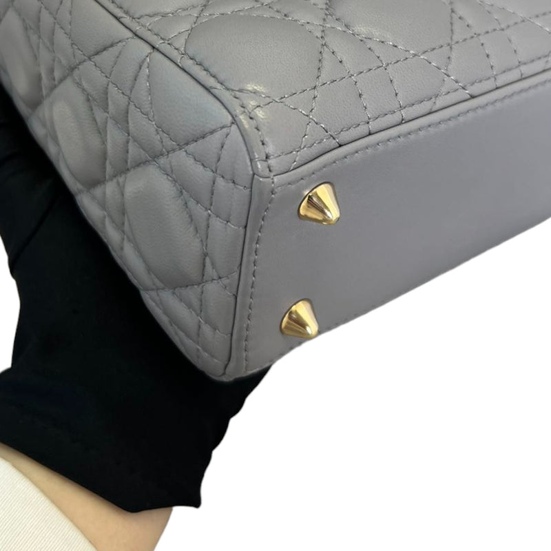 My ABCDior Lady Dior Small Lambskin Quilted Grey GHW