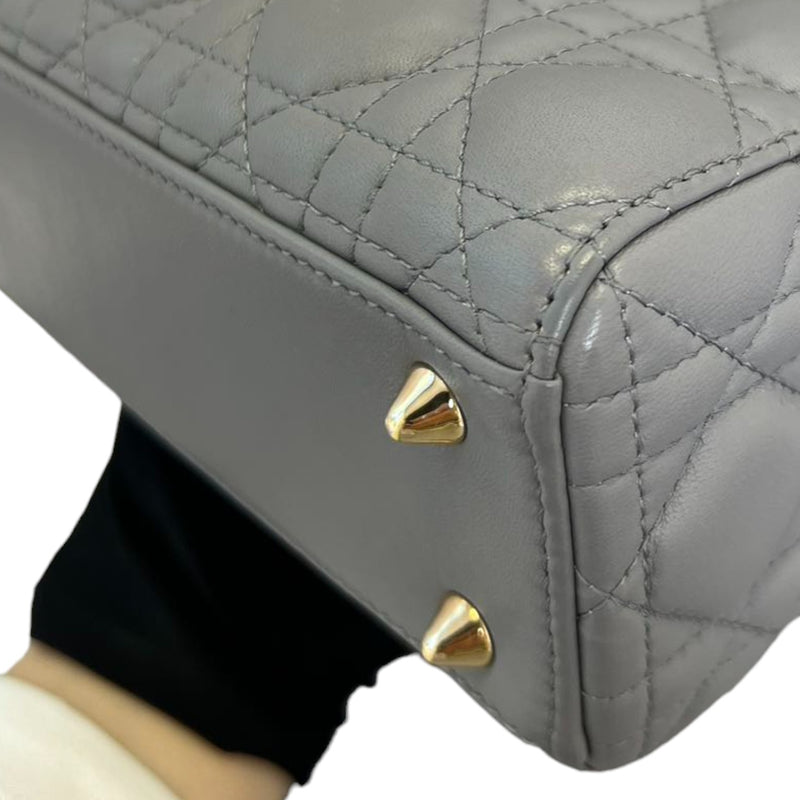 My ABCDior Lady Dior Small Lambskin Quilted Grey GHW