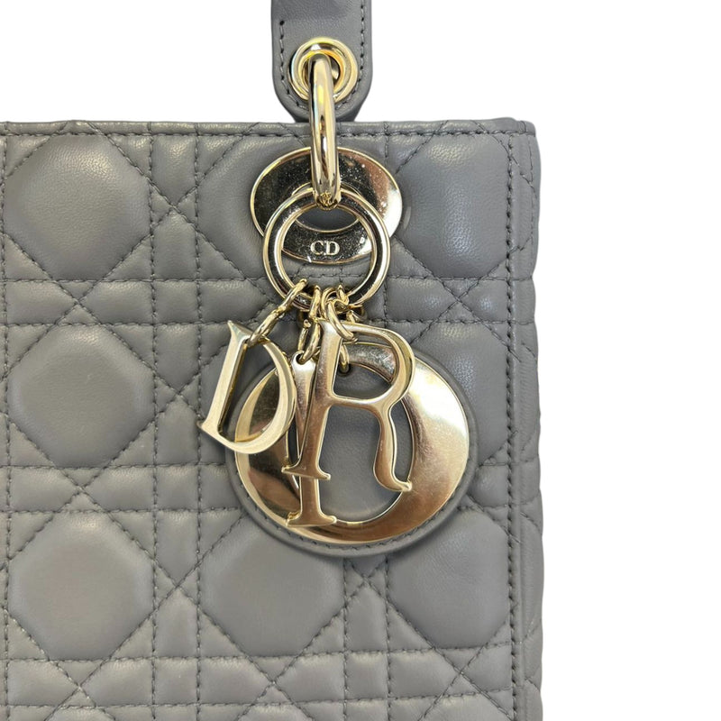 My ABCDior Lady Dior Small Lambskin Quilted Grey GHW