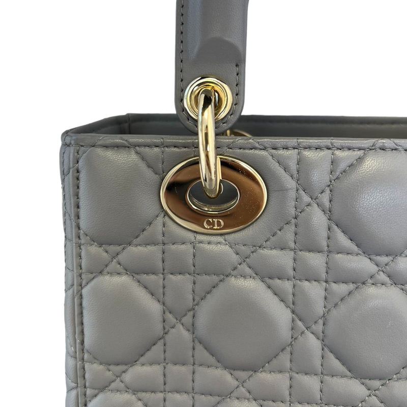 My ABCDior Lady Dior Small Lambskin Quilted Grey GHW