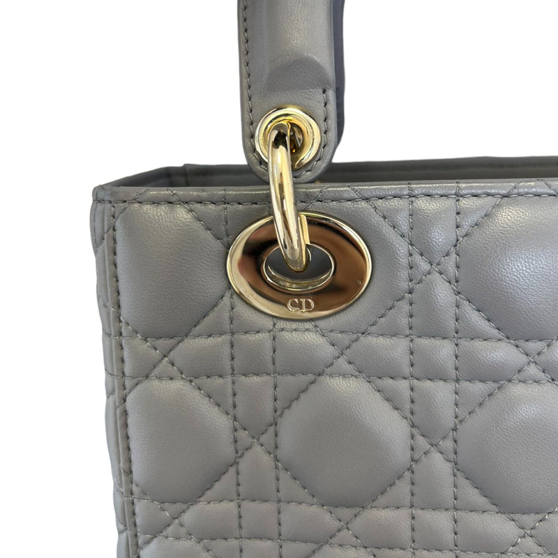 My ABCDior Lady Dior Small Lambskin Quilted Grey GHW