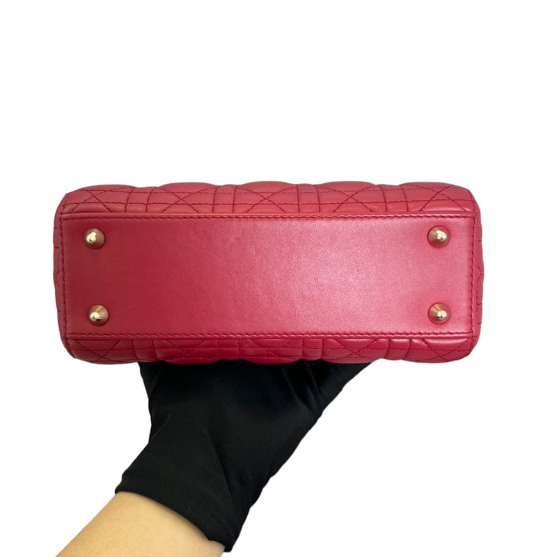 Lady Dior Small Lambskin Cannage Red GHW