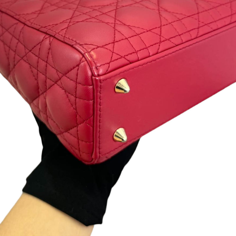 Lady Dior Small Lambskin Cannage Red GHW