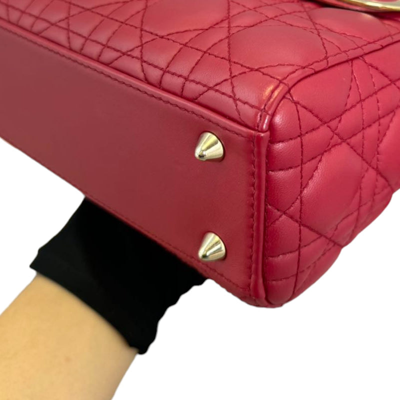 Lady Dior Small Lambskin Cannage Red GHW