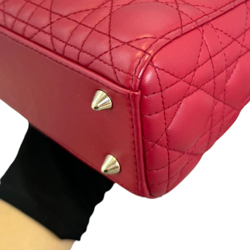 Lady Dior Small Lambskin Cannage Red GHW