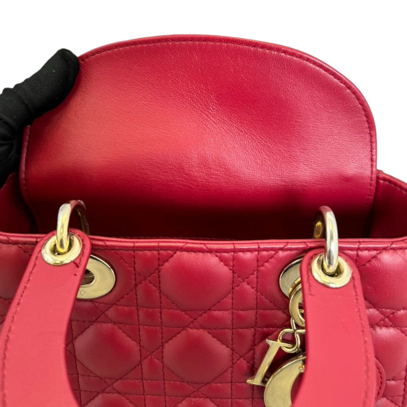 Lady Dior Small Lambskin Cannage Red GHW