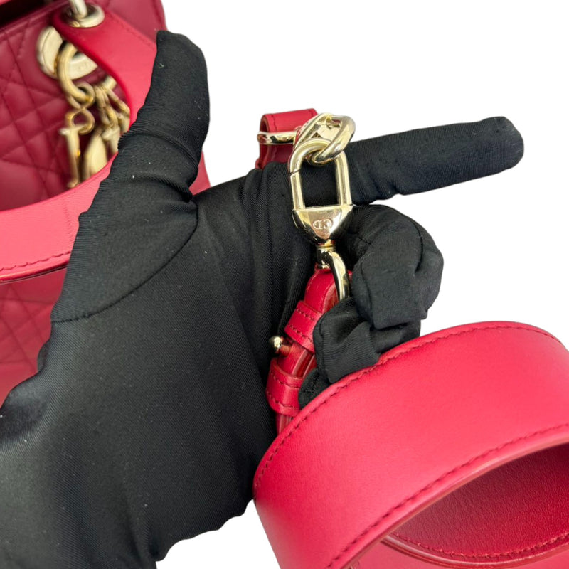 Lady Dior Small Lambskin Cannage Red GHW