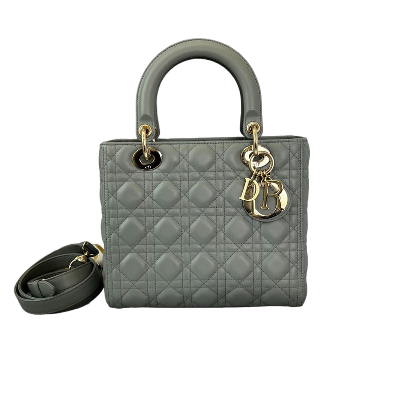 Lady Dior Medium Lambskin Cannage Grey GHW