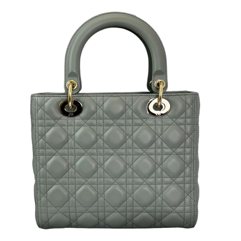 Lady Dior Medium Lambskin Cannage Grey GHW