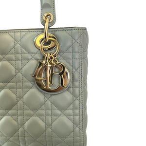 Lady Dior Medium Lambskin Cannage Grey GHW