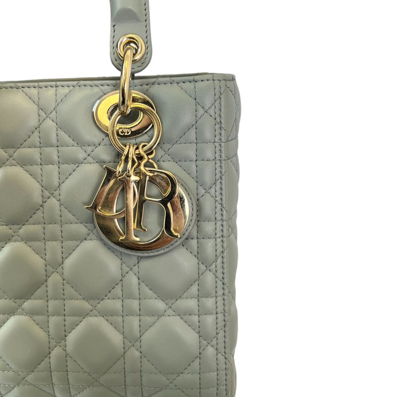 Lady Dior Medium Lambskin Cannage Grey GHW