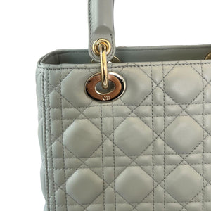 Lady Dior Medium Lambskin Cannage Grey GHW