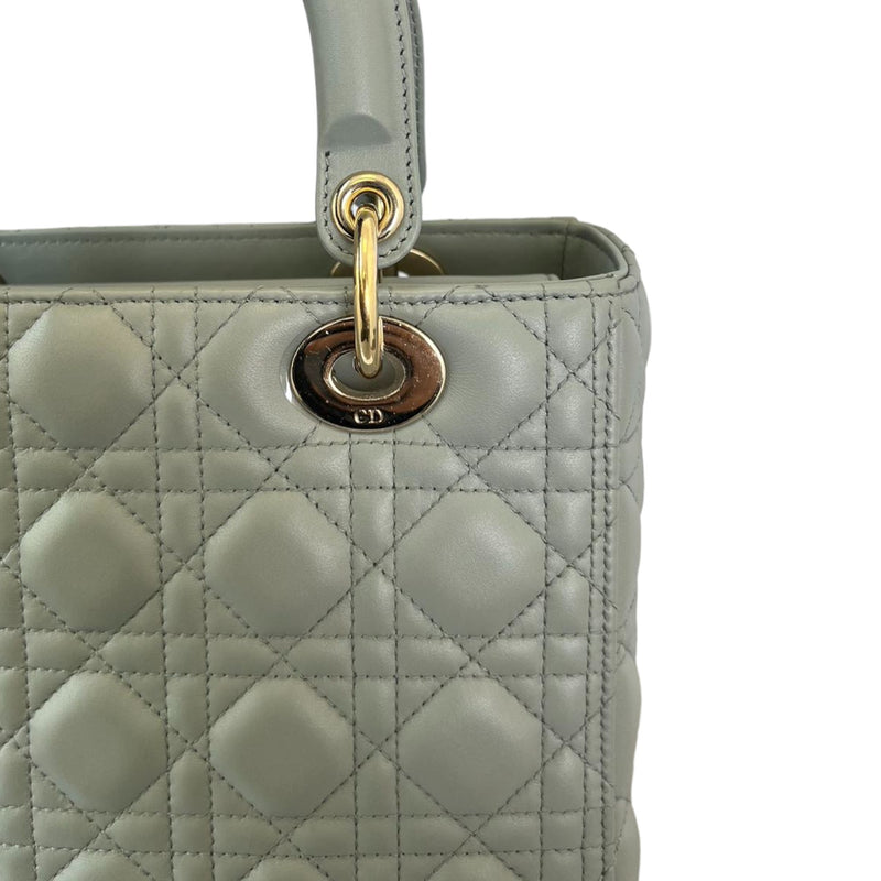 Lady Dior Medium Lambskin Cannage Grey GHW