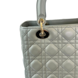 Lady Dior Medium Lambskin Cannage Grey GHW