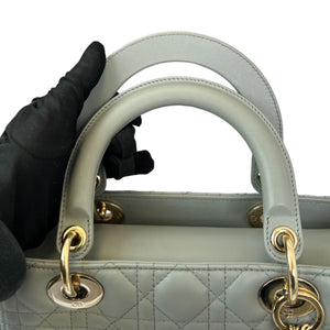 Lady Dior Medium Lambskin Cannage Grey GHW