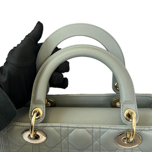 Lady Dior Medium Lambskin Cannage Grey GHW