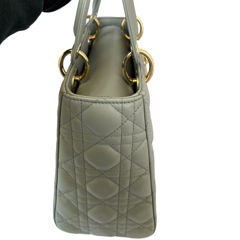 Lady Dior Medium Lambskin Cannage Grey GHW