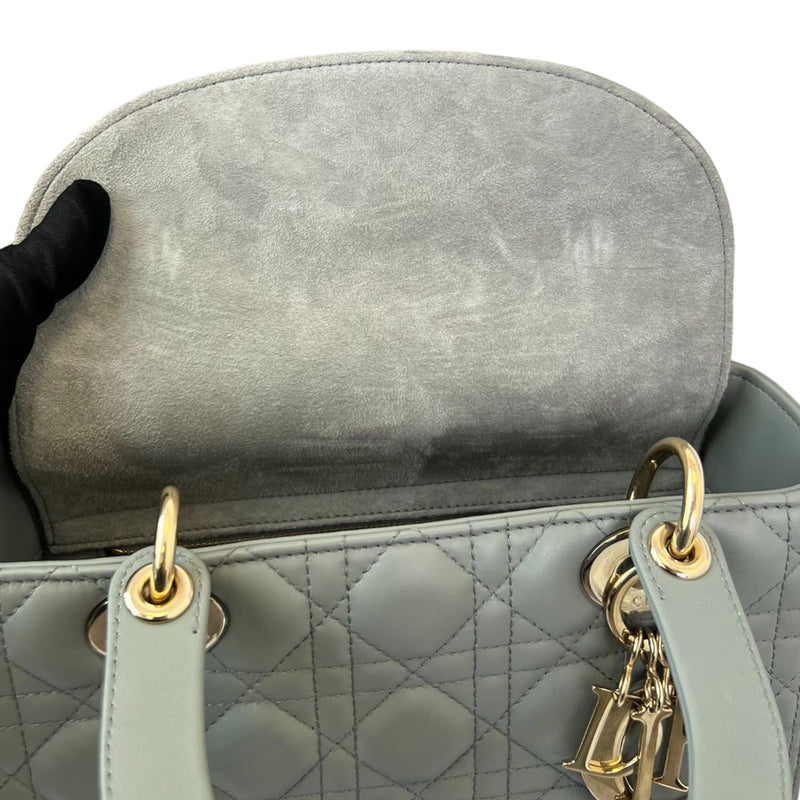 Lady Dior Medium Lambskin Cannage Grey GHW