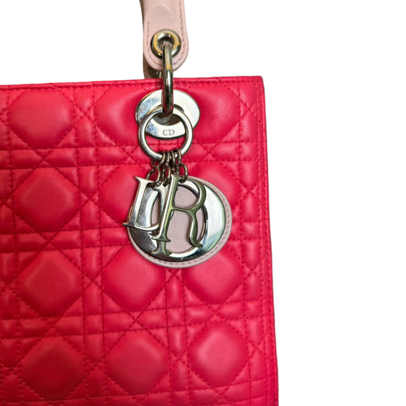 Lady Dior Tri-Color Medium Lambskin Pink Light Pink and Grey SHW