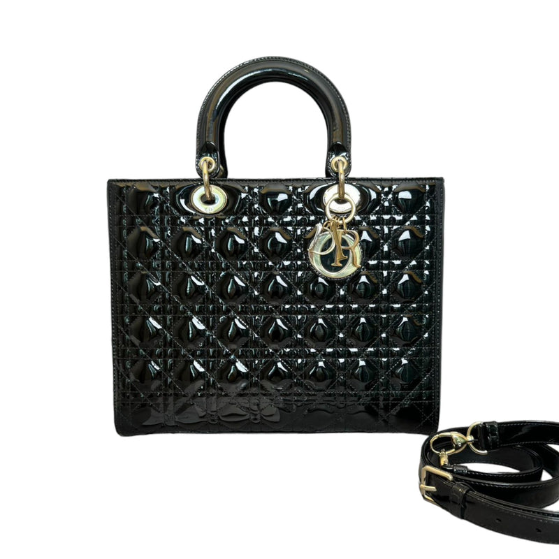 Lady Dior Large Patent Cannage Black GHW