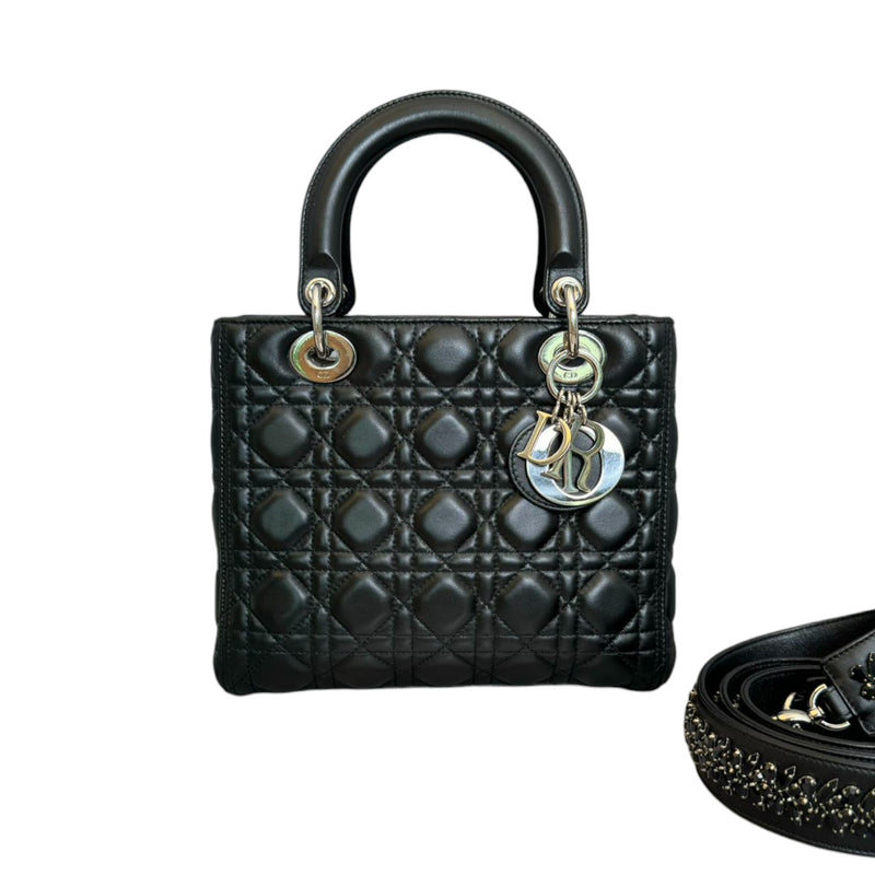 Medium Lady Dior Lambskin Cannage Black SHW