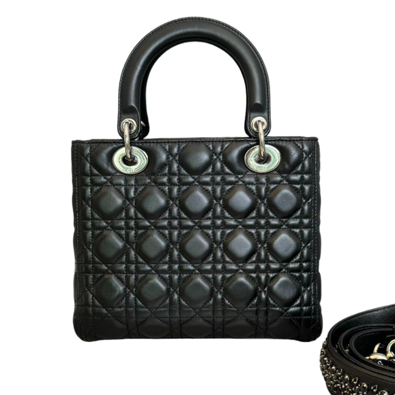 Medium Lady Dior Lambskin Cannage Black SHW