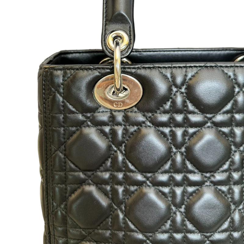 Medium Lady Dior Lambskin Cannage Black SHW