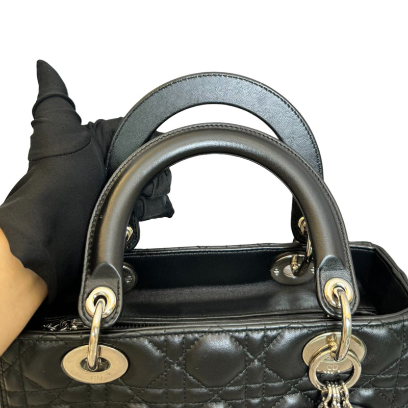 Medium Lady Dior Lambskin Cannage Black SHW